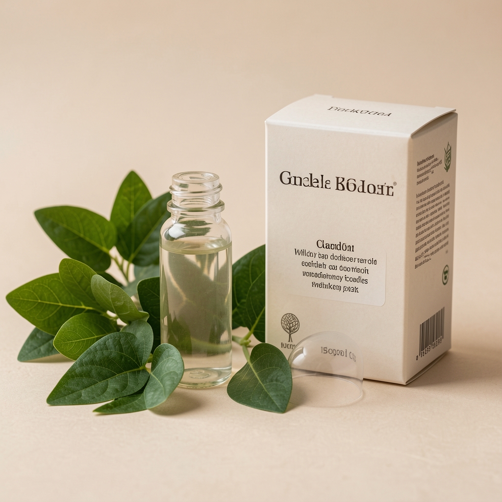 Biela kapsula a zelené listy vedľa balenia Complement Essential Vegan Multivitamin